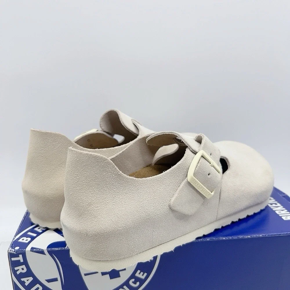 Birkenstock London Men's Casual Shoes Light Gray Suede Buckle EU 43 US 10